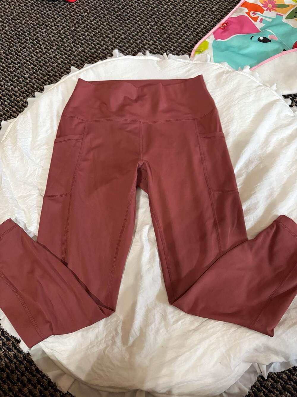 Yogalicious Lux Leggings Size XL Red High Waisted Side Pockets